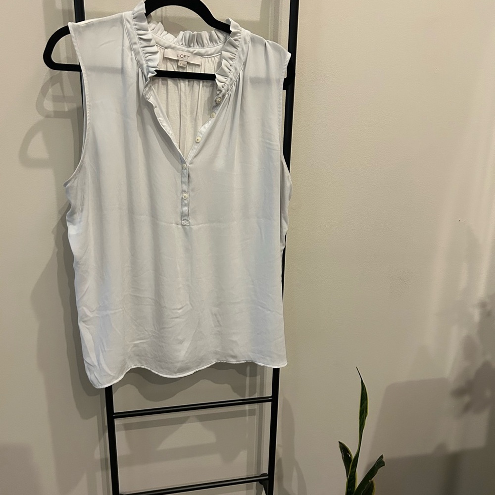 LOFT Sleeveless Ruffle Collar Top